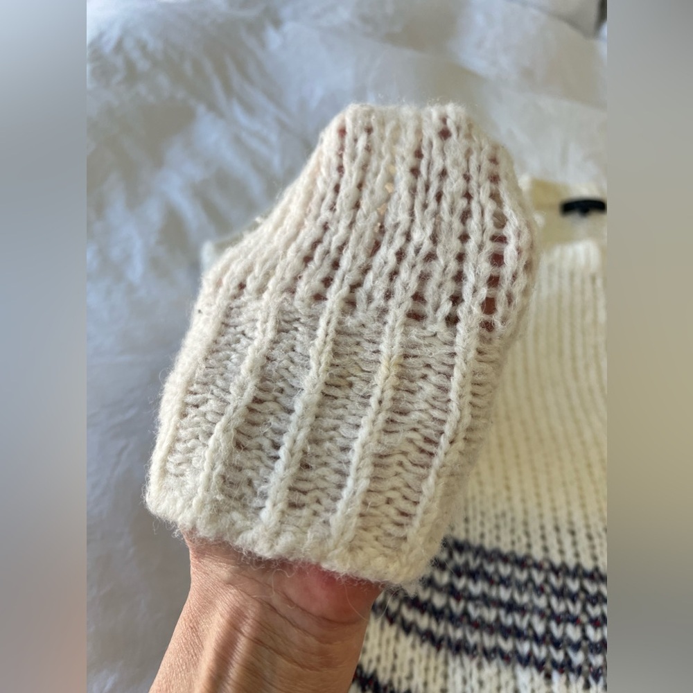 rag & bone | Women’s SZ M | Ivory Iceland Striped Wool Alpaca |Crew Neck Sweater - Picture 4 of 9
